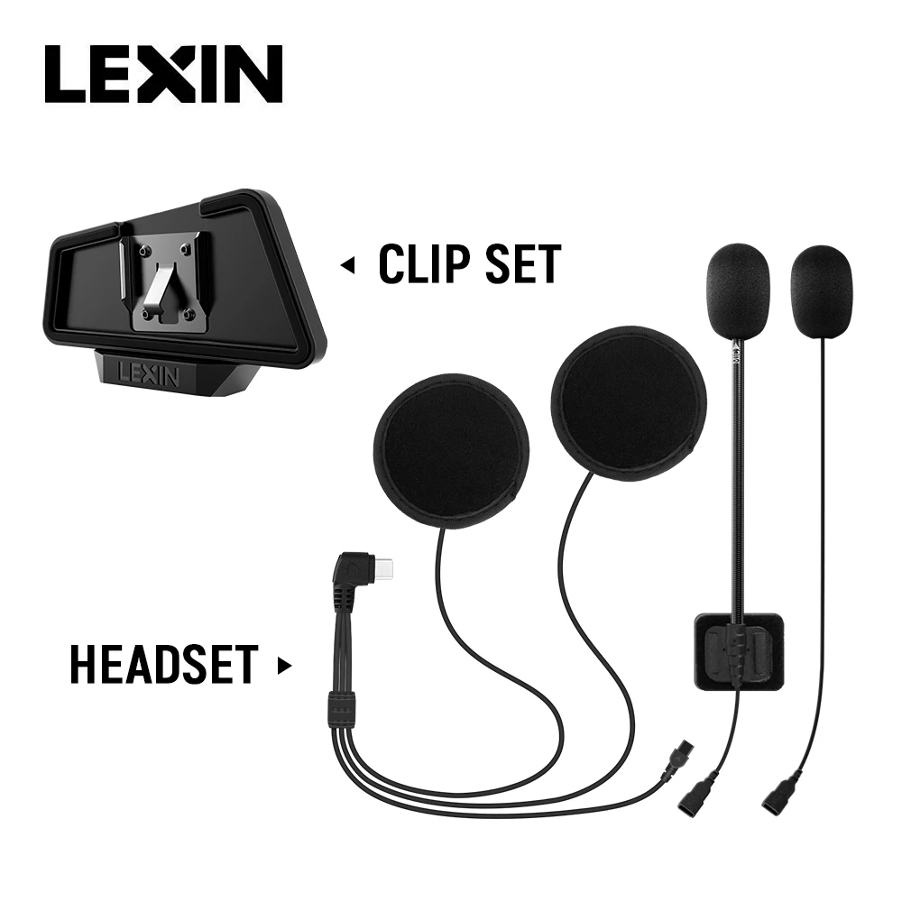 LEXIN LX-B4FM-X Helmet Intercom Headset and Clip Set