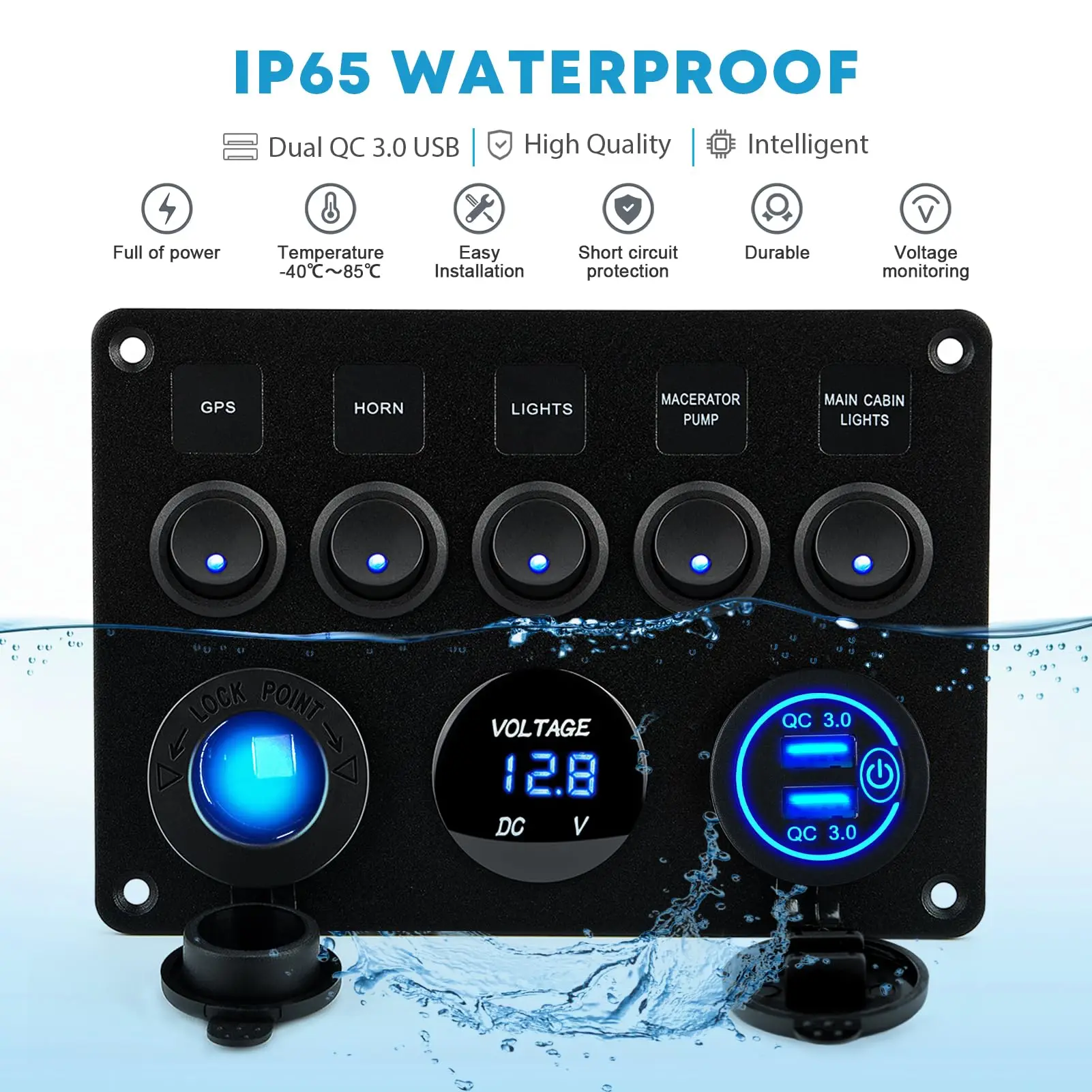 24V Waterproof 5-Button Marine Switch Panel