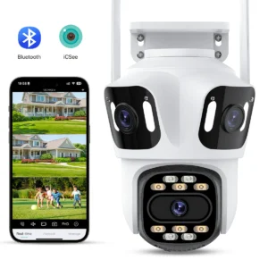 Three-Lens PTZ Security Camera with Three-Screen View