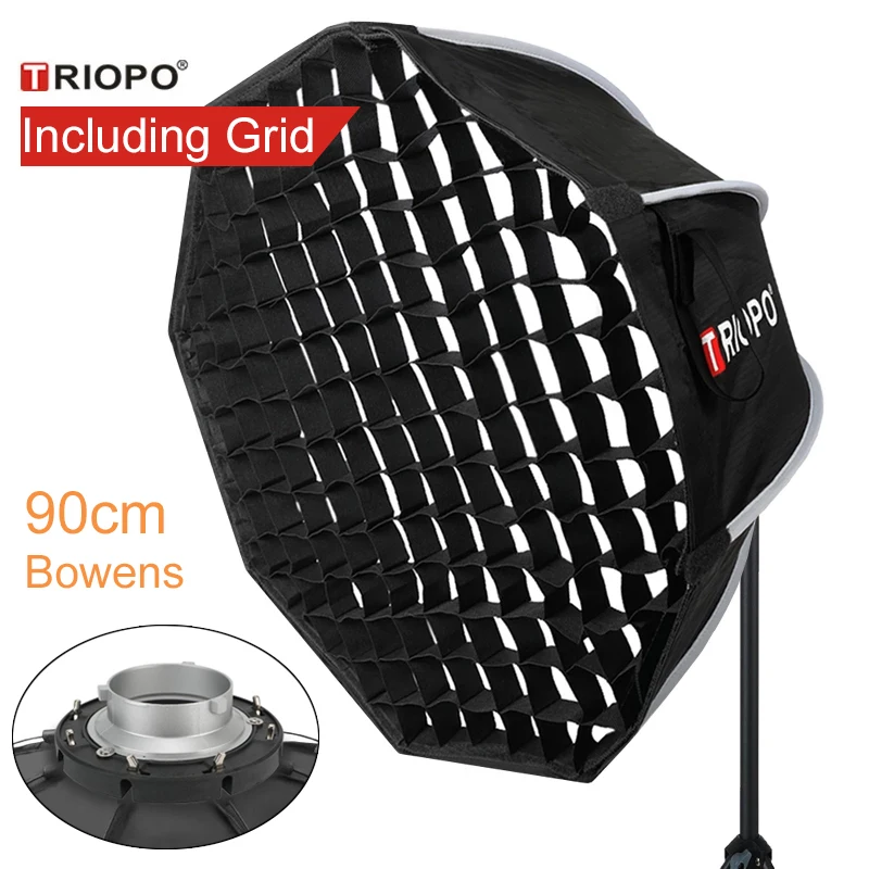 Triopo 90cm Octagon Softbox with Honeycomb Grid (Bowens Mount)