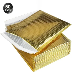 50pcs Golden & Laser Pink Padded Gift Envelopes