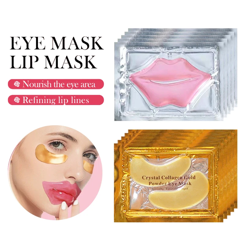 20pcs Golden Crystal Collagen Eye and Lip Mask Set