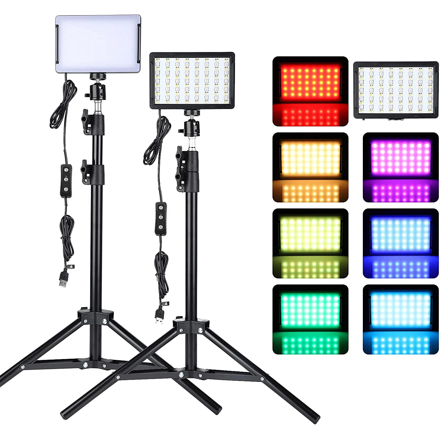 LED Photography Lighting Kit with Tripod & RGB Filters
