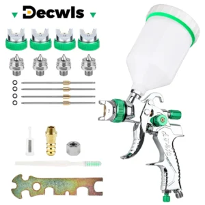 Professional HVLP Gravity Spray Gun with 1.4/1.7/2.0/2.5mm Steel Nozzles