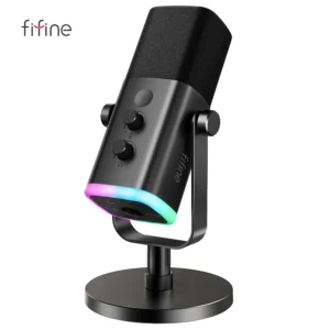 FIFINE AM8 Rechargeable USB/XLR Dynamic Mic with Touch Mute & I/O Controls